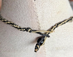 Unisex Hippie Hand Made Minamilist Pink Tourmaline Woven Cord Necklace