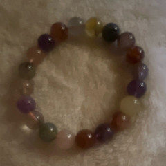 Multicolor Beaded Stretch Bracelet Stone Round Unisex Adults