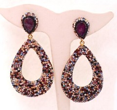 Alexandra Tukelturk Sterling Silver Multicolor Crystal Dangle Earrings 2 3/4″