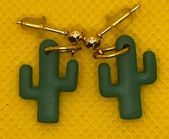 Green Saguaro Cactus drop dangle from Stud Earrings Summer Jewelry