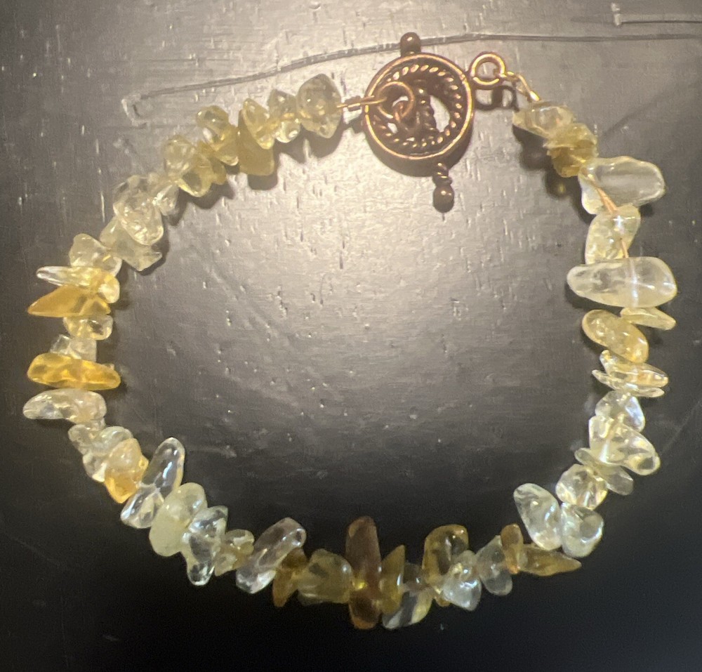 Semi Precious Small Stone Chips & Nugget Threaded Bracelet with Toggle Clasps