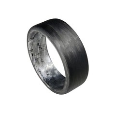 Carbon Fiber Ring with silver inlay- Handcrafted – Made in USA- sizes 4-16