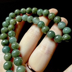 Untreated Myanmar Grade A Jadeite Jade Necklace 7.6mm Bead 翡翠A貨 老坑冰油綠稍短項鍊 Short