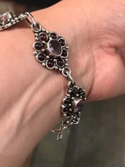 GENUINE AMETHYST & GARNET BRACELET MADE IN INDIA STERLING SILVER FREE SHIPPING