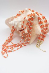 Bohemian Pink Coral Light Blue Mother of Pearl Layering Necklace Gold Plated