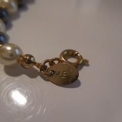 Necklace Pearls VB White Gray Clasp Carabiner Gold Plated Jewel Woman N4465