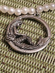 Mermaid Dreams! OOAK 16″ Necklace. Handmade 3mm Glass Pearls And Heart Toggle