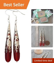 Lightweight Handmade Ruby Red Sea Glass Earrings – Hawaiian Style Jewelry