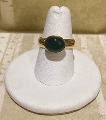 Sundance Catalog Gold Vermeil Thicker Band Oval Jade Stone Size 7