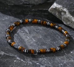 Natural Tiger Eye Beaded Bracelet unisex
