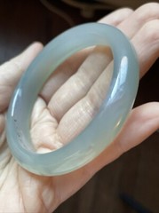 巴西冰玉髓 56 Mm 飘花 Natural chalcedony Agate Bangle