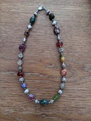 Custom One-of-a-Kind Multi Gemstone Sterling Silver Neckace
