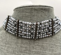 Necklace Chocker Multi Strands Hook Clasp Artisan 12.5”+4”