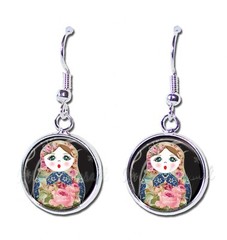 Cute Matryoshka Doll Russian Nesting Doll – Resin Dangling Earrings 16mm SIZE