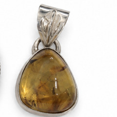 Boutique Crafted Clear Royal Blue Dominican Amber Sterling Silver Pendant 20mm