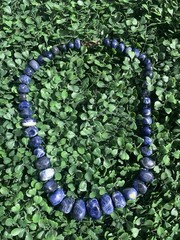 Vintage 90s Y2K Coldwater Creek lapis lazuli polished chunky beaded necklace