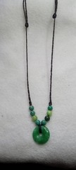 Nephrite Jade hand braided and adjustable Necklace with Chrysoprase beads.