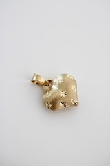 14k Solid Gold Mini Heart Necklace for Women, Puffed Heart Pendant Necklace, 585