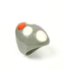 Sobral Rare Bolas Oval Multicolor Polka Dot Gray Artist Made Ring Size 8.25