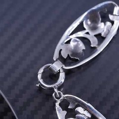 7.5”, Vintage sterling 925 silver handmade tennis bracelet with leaves