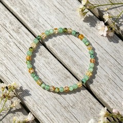 Natural Green Aventurine 4mm Beaded Triple Prosperity Abundance Bracelet Unisex