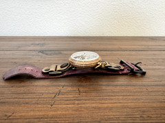Steampunk watch-like bracelet/cuff with leather band–Unisex