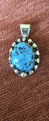 Marty Monte Navajo 14k Signed Turquoise Pendant. 6 Grams