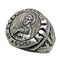 Saint Francis of Assisi Sterling Silver Christian Men’s Ring Stigmata Handmade