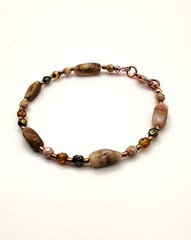 Pink Peruvian Opal Handmade Copper Accented Bracelet