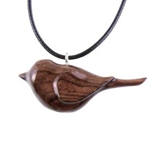 Hand-Carved Chickadee Necklace, Wooden Bird Pendant, One-of-a-kind Wood Jewelry