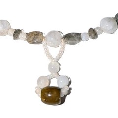 Labradorite Rainbow Moonstone Necklace Beaded Jewelry Tucson Gem Mineral Show A+