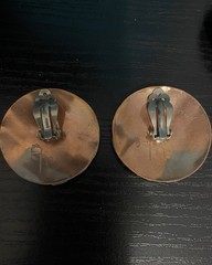 AM brooch & earrings copper sterling silver artisan handmade large modern stripe