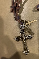 Alloy Religious Christian Cross Flower Lily cross Ring Tag Charms Necklace