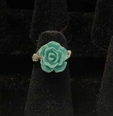 Turquoise Rose Rings, Silver Plated Wire, Various Sizes 3 Handmade Wire Wrapped