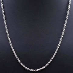 20” 3mm, vintage Sterling silver handmade necklace, 925 diamond rope chain