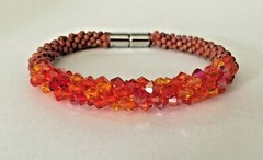 On Fire Beaded Crystal Magnetic Stainless Steel Closure Bracelet 8″
