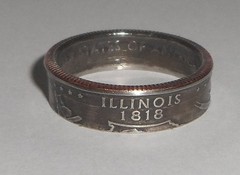 «Sealed» ILLINOIS US STATE QUARTER handmade coin ring or pendant size 4-14