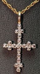 Lovely Gold Vermeil Sterling Silver Diamond Accent Cross Pendant Necklace Signed