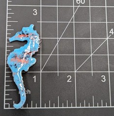 Vintage Copper Enamel Blue Seahorse Ocean Sea Animal Beach Figural Pin Brooch