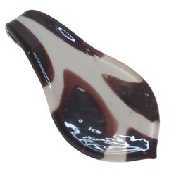 Handmade Brown & White Spot Glass Pendant Drop Shape 2.5 Inches Long