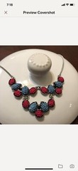 Hand Embroidered Necklace New Silver Toned With Light Blue&pink Color