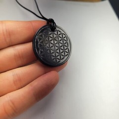 Shungite Pendant Flower of Life ( Engraved ) – Various Shapes