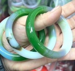 beautiful Green Gray jasper jade jadeite Women’s Gemstone Bangle Bracelet