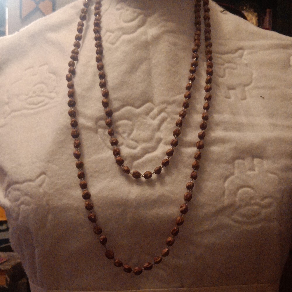 Handcrafted Beaded Wood Necklace Brown Strand Unisex Adults Natural Style