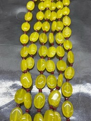 Natural Yellow Serpentine Beaded Necklace Handmade Gemstone Jewelry Gift