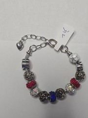 CHARM BRACELET – European Bead Adj Silver-Tone 7″ Snake Chain with Extender