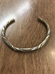 Flat Twisted Copper Bracelet, Three Metal Twisted Cuff Bracelet