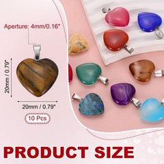 10Pcs Heart Stone Pendants 20mm Love Heart Pendants Brown Love Charm