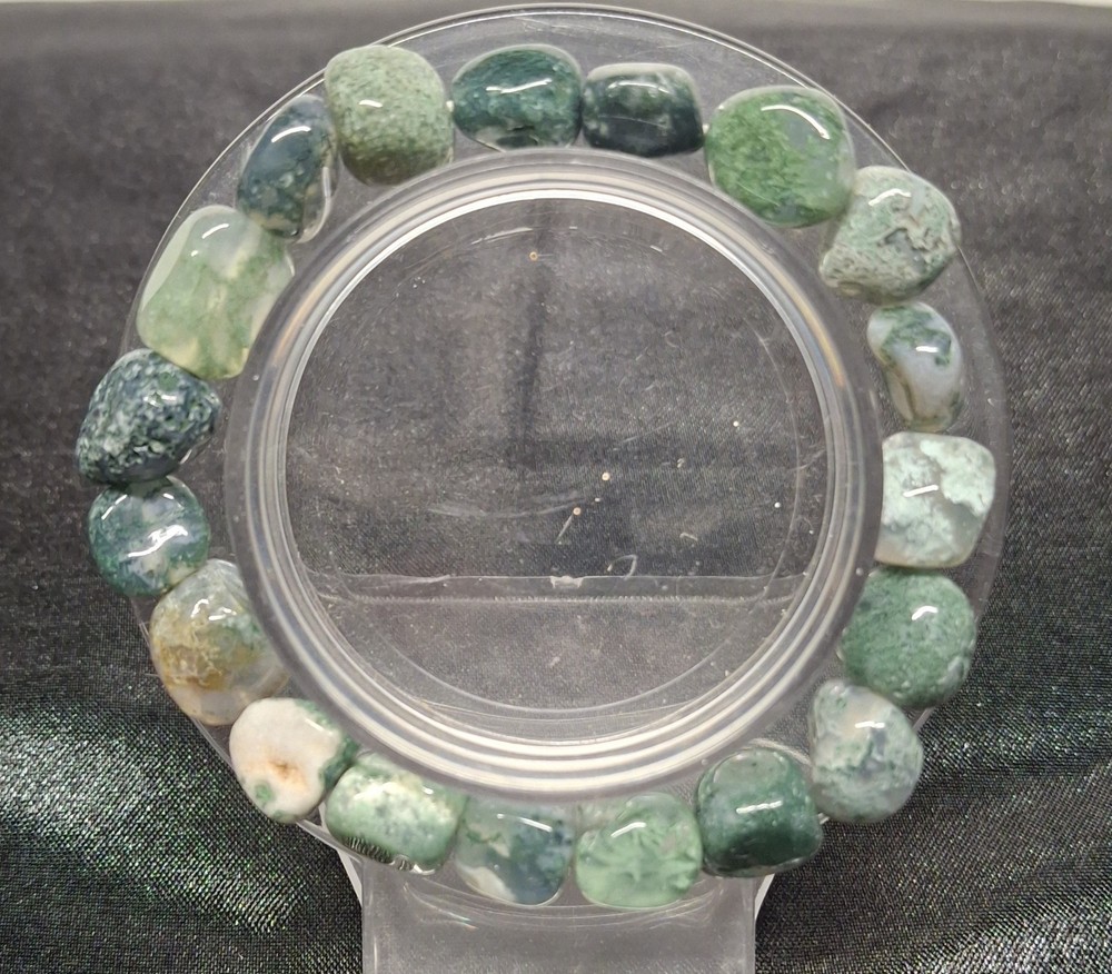 Moss Agate Nugget Bracelet Size 6 1/4 (BRC 15)