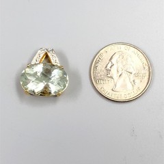 Oval Syn-Green Quartz 14K Yellow Gold 4.92g Checkerboard-Cut Pendant (EL1125403)